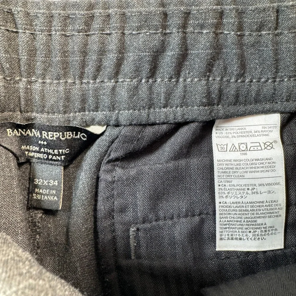 Banana Republic Mason Athletic Tapered Pant 32x32 Gray Pinstripe Dress Slacks